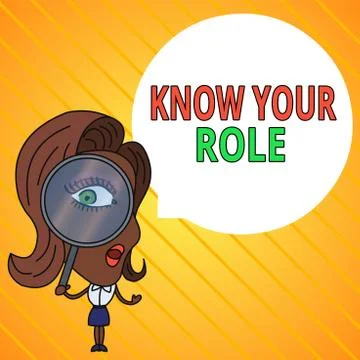 Text sign showing Know Your Role. Conceptual photo end acting outside who you Stock Illustration