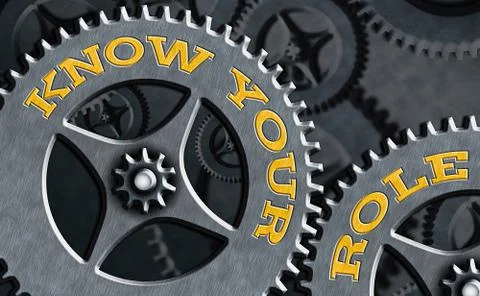Text sign showing Know Your Role. Conceptual photo end acting outside who you Illustrazione stock
