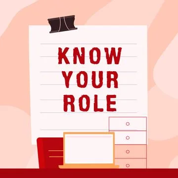 Text sign showing Know Your Role. Internet Concept Be clear of one Stock Illustration