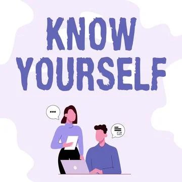 Text sign showing Know Yourself. Business overview Find You Understanding Stock Illustration