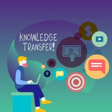 Text sign showing Knowledge Transfer. Conceptual photo sharing or disseminating Stock Illustration