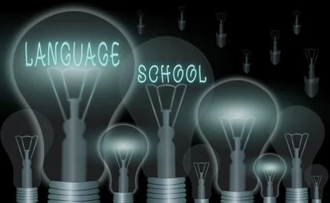 Text sign showing Language School. Conceptual photo educational institution Illustrazione stock
