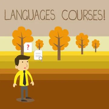 Text sign showing Languages Courses. Conceptual photo set of classes or a plan Stock Illustration