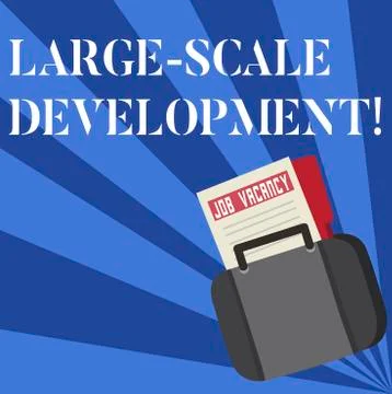 Text sign showing Large Scale Development. Conceptual photo Develop on an Illustrazione stock