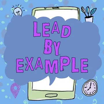 Text sign showing Lead By Example. Conceptual photo Be a mentor leader follow Illustrazione stock