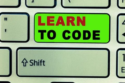 Text sign showing Learn To Code. Conceptual photo Learn to write Software Be a Stockfoto's
