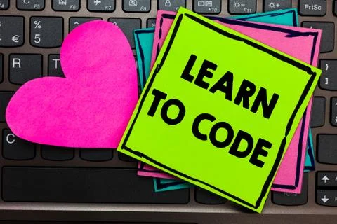 Text sign showing Learn To Code. Conceptual photo Learn to write Software Be a Stock-Fotos
