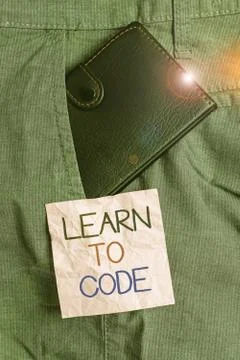 Text sign showing Learn To Code. Conceptual photo Learn to write Software Be a Stock Photos