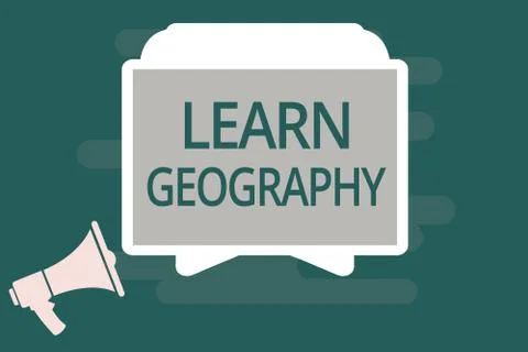 Text sign showing Learn Geography. Conceptual photo study of physical features Ilustración de archivo