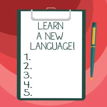 Text sign showing Learn A New Language. Conceptual photo Study Words other than Stock Illustration