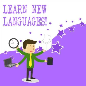 Text sign showing Learn New Languages. Conceptual photo developing ability to Stockillustratie