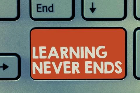 Text sign showing Learning Never Ends. Conceptual photo Life Long Educational Foto stock