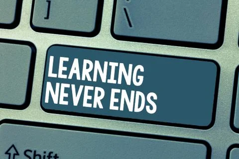 Text sign showing Learning Never Ends. Conceptual photo Life Long Educational Foto stock