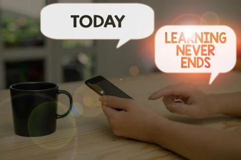 Text sign showing Learning Never Ends. Conceptual photo Life Long Educational Foto stock