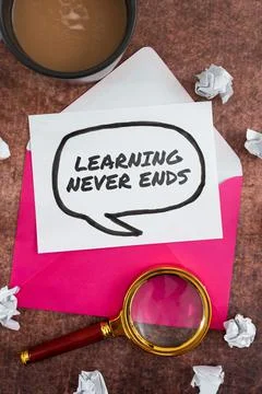 Text sign showing Learning Never Ends. Business showcase Life Long Educational Foto stock