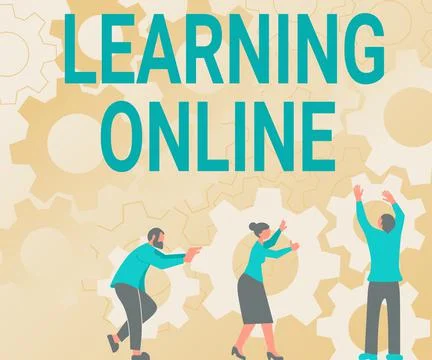 Text sign showing Learning Online. Business overview Learn something new with 스톡 일러스트