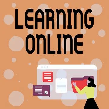 Text sign showing Learning Online. Business idea Learn something new with the Illustrazione stock