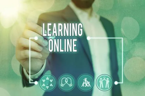 Text sign showing Learning Online. Conceptual photo Learn something new with the Fotos de archivo
