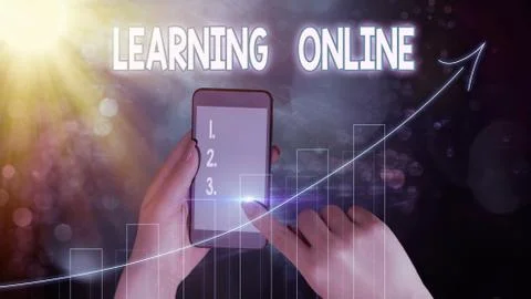 Text sign showing Learning Online. Conceptual photo Learn something new with the Fotos de archivo