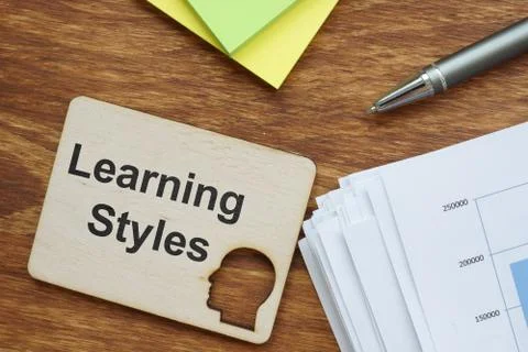Text sign showing Learning Styles. The text is written on a small wooden boar Stock Illustration