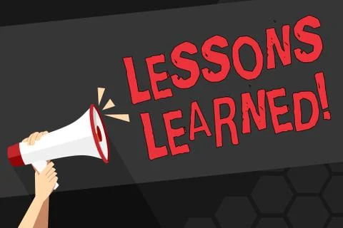 Text sign showing Lessons Learned. Conceptual photo learning gained from process Illustrazione stock