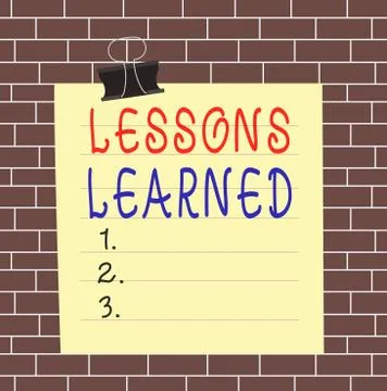 Text sign showing Lessons Learned. Conceptual photo the knowledge or Stock Illustration