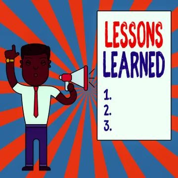 Text sign showing Lessons Learned. Conceptual photo experiences distilled Stock Illustration