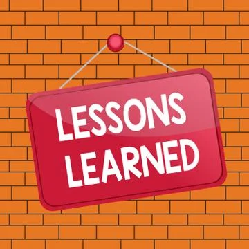 Text sign showing Lessons Learned. Conceptual photo the knowledge or Stock Illustration