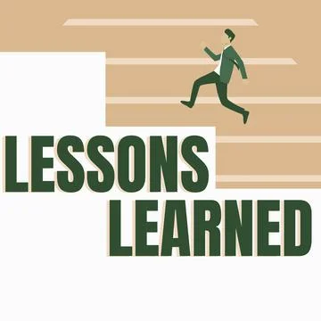 Text sign showing Lessons Learned. Internet Concept Promote share and use Illustrazione stock