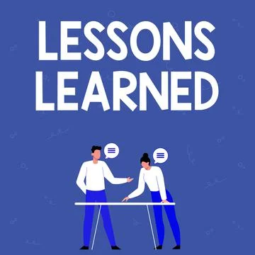 Text sign showing Lessons Learned. Business idea Promote share and use knowledge 스톡 일러스트