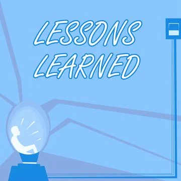 Text sign showing Lessons Learned. Internet Concept Promote share and use Illustrazione stock
