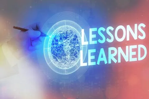 Text sign showing Lessons Learned. Conceptual photo the knowledge or Stock Photos