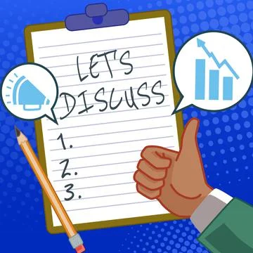 Text sign showing Let S Discuss. Business overview Permit to Talk Open Up Go Stock Illustration