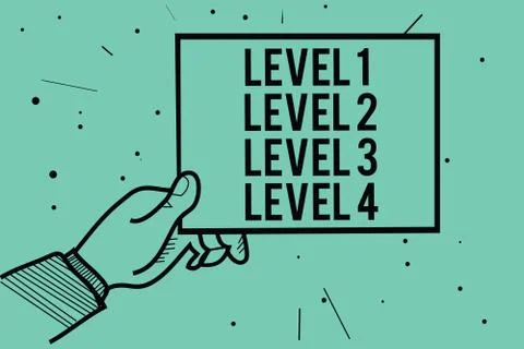 Text sign showing Level 1 Level 2 Level 3 Level 4. Conceptual photo Steps levels Stock Illustration