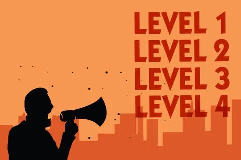 Text sign showing Level 1 Level 2 Level 3 Level 4. Conceptual photo Steps levels Stock Illustration