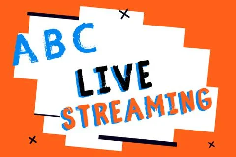 Text sign showing Live Streaming. Conceptual photo Transmit live video coverage Stock Illustration