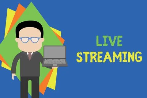 Text sign showing Live Streaming. Conceptual photo Transmit live video coverage Stock Illustration