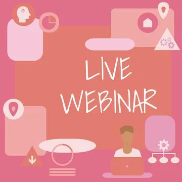 Text sign showing Live Webinar. Internet Concept Interactive seminar transmitted Stockillustratie