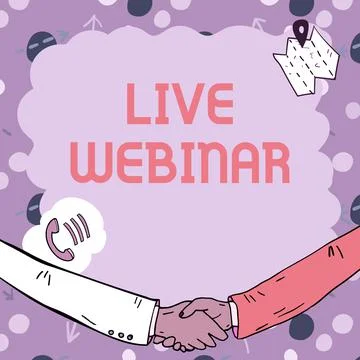 Text sign showing Live Webinar. Business approach Interactive seminar Illustrazione stock
