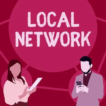 Text sign showing Local Network. Word for Intranet LAN Radio Waves DSL Boradband Stock Illustration