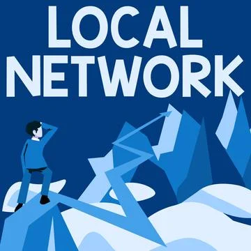 Text sign showing Local Network. Word Written on Intranet LAN Radio Waves DSL Stock Illustration