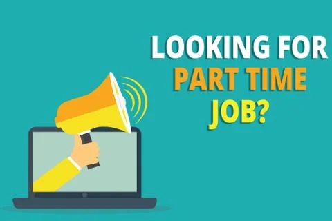 Text sign showing Looking For Part Time Job question. Conceptual photo to Earn Illustrazione stock