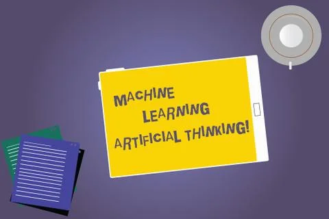 Text sign showing Machine Learning Artificial Thinking. Conceptual photo Stockillustratie