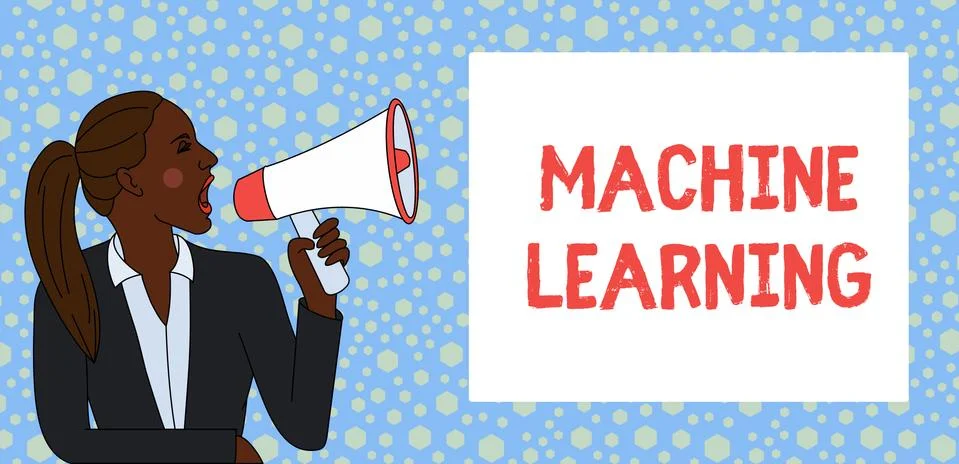 Text sign showing Machine Learning. Conceptual photo give computers the ability 스톡 일러스트