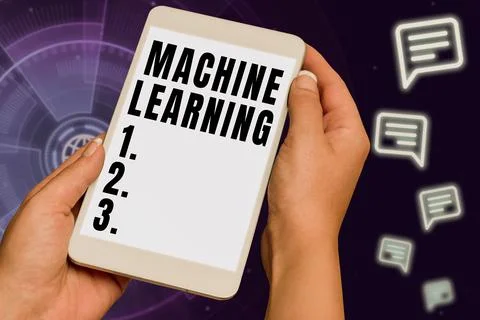 Text sign showing Machine Learning. Internet Concept the concept that a computer 写真素材