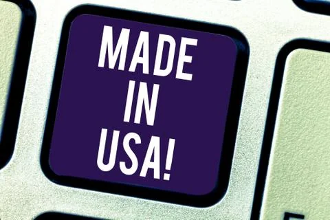 Text sign showing Made In Usa. Conceptual photo American brand United States Stock Photos