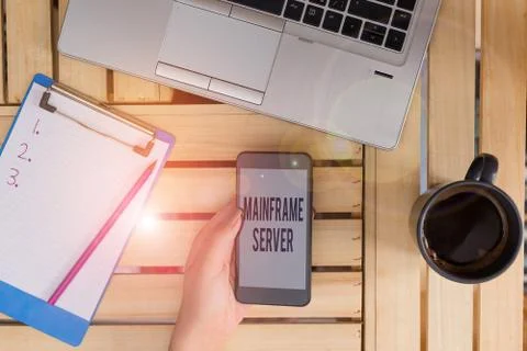Text sign showing Mainframe Server. Conceptual photo designed for processing 스톡 사진