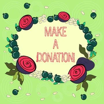 Text sign showing Make A Donation. Conceptual photo Donate giving things not Stock Illustration