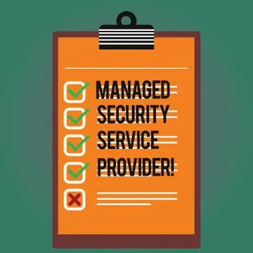 Text sign showing Managed Security Service Provider. Conceptual photo Safety Stock Illustration