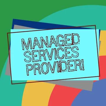 Text sign showing Managed Services Provider. Conceptual photo IT service company Illustrazione stock